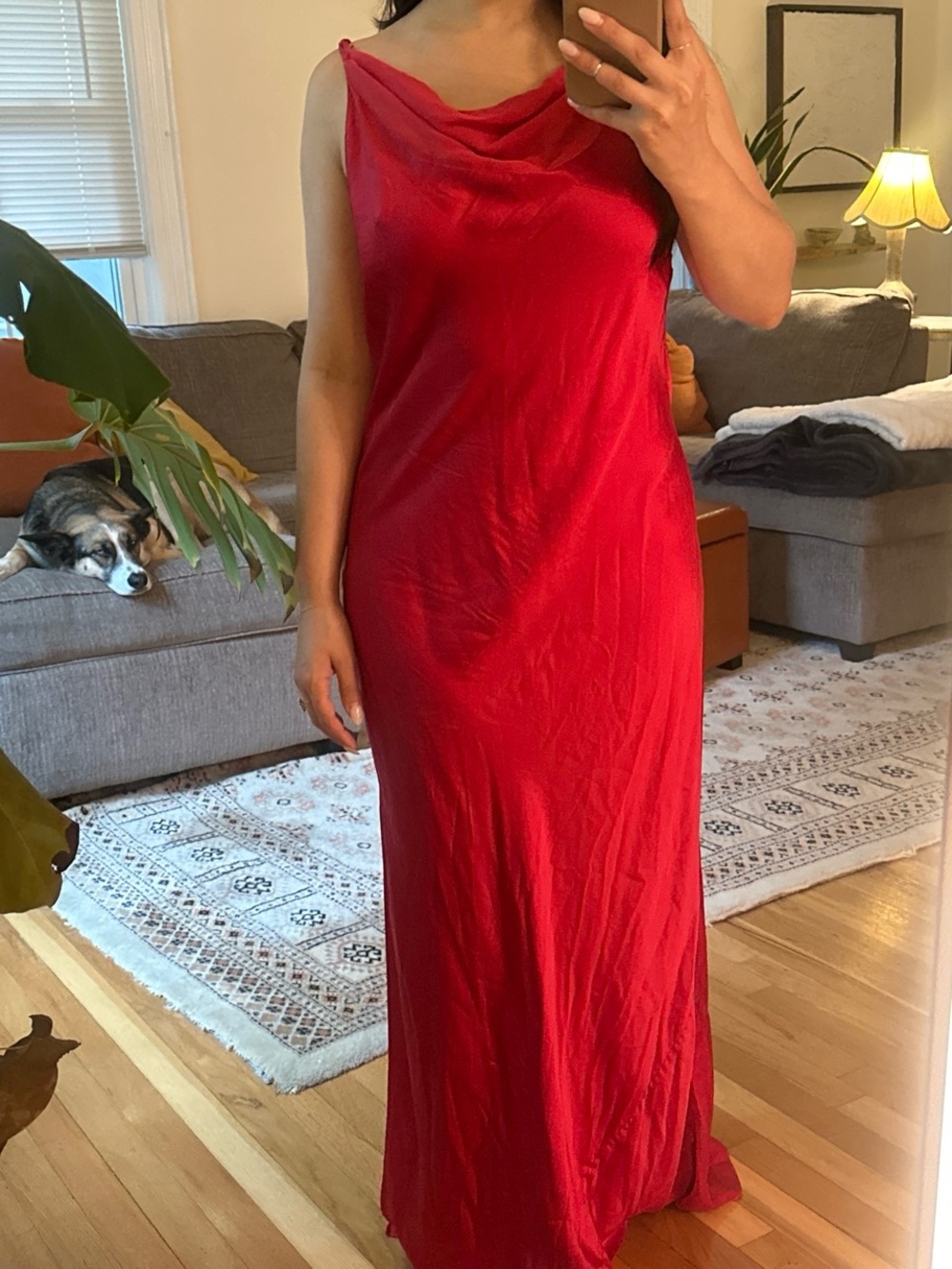 Victoria's Secret Red Cowl Neck Maxi Slip Dress